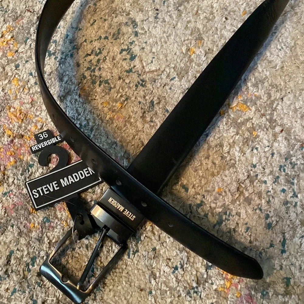 New NWT Steve Madden Reversible Black Brown Belt 36